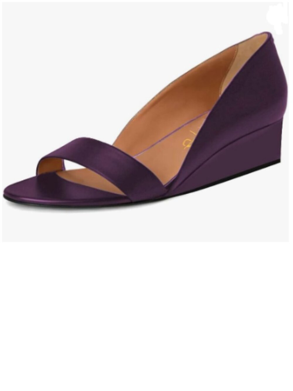 XYD Purple Open Toe Slip On Wedges Low Heel Sandal Single Strap Walking Shoes